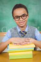 Smiling smart student with books