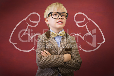 Composite image of cute pupil dressed up as teacher