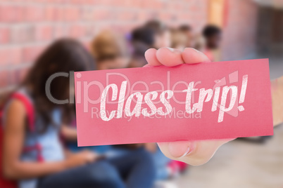 Class trip! against cute pupils using mobile phone