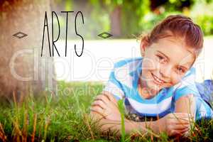 Arts against cute little girl smiling at camera