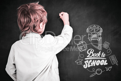 Composite image of cute pupil writing on board