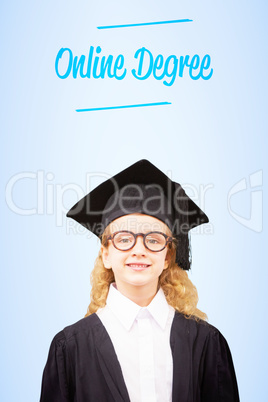 Online degree against blue vignette background