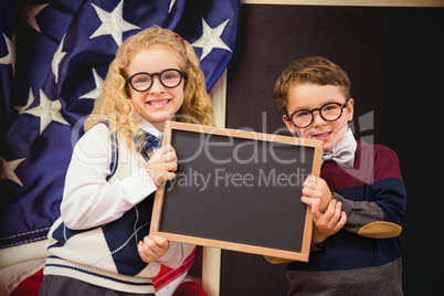 Composite image of pupils showing chalkboard