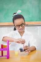 Student using a chemistry set