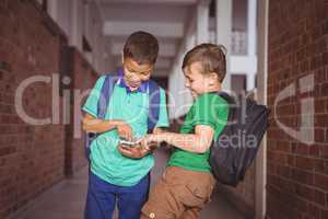 Students using a mobile phone