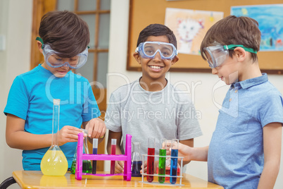 Pupils at science lesson in classroom