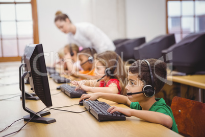 Students using computers in the classroom