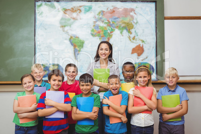 Students standing with the teacher