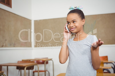 Student using a mobile phone in class