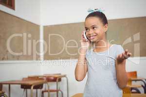 Student using a mobile phone in class