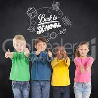 Composite image of cute kids showing thumbs up