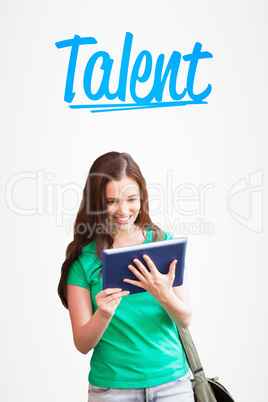 Talent against white background with vignette