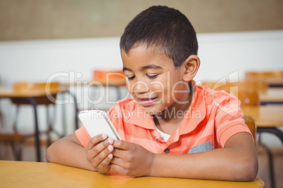 Student using a mobile phone in class