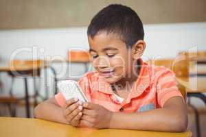 Student using a mobile phone in class