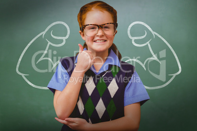 Composite image of cute pupil dressed up as teacher