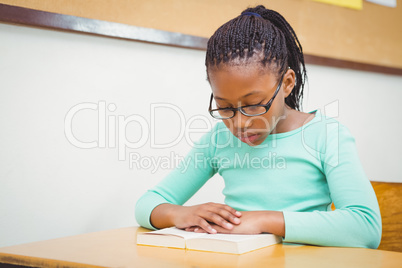 Pupil reading a school book