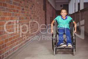 Smiling student in a wheelchair