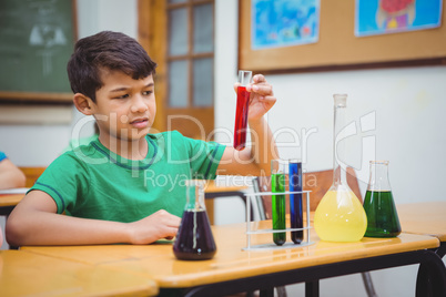 Student using lab glassware