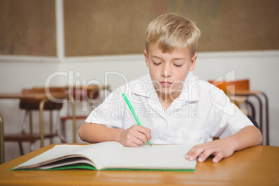 Busy student working on class work