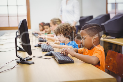 Students using computers in the classroom