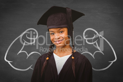 Composite image of cute pupil graduating