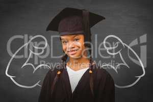 Composite image of cute pupil graduating