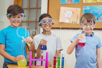 Pupils at science lesson in classroom