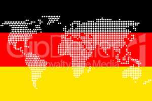 World map on Germany's national colors
