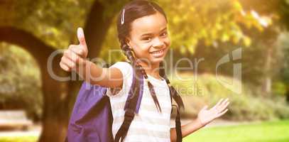 Composite image of pupil showing thumbs up