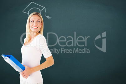 Composite image of mature student smiling