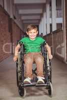 Smiling student in a wheelchair