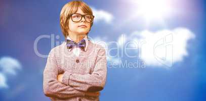 Composite image of cute pupil dressed up as teacher