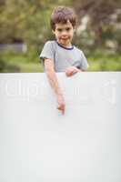 Cute pupil showing large poster