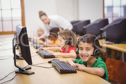 Students using computers in the classroom