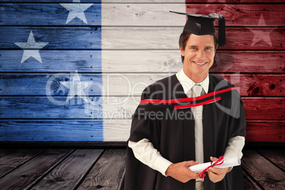 Composite image of man graduating from university