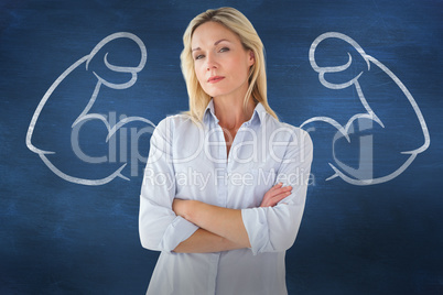 Composite image of mature student frowning Composite image of mature student frowning