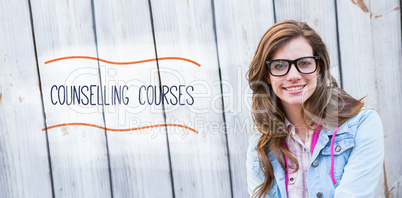 Counselling courses against pretty woman smiling at camera