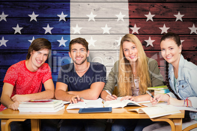 Composite image of students studying