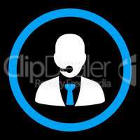 Call center operator flat blue and white colors rounded glyph icon