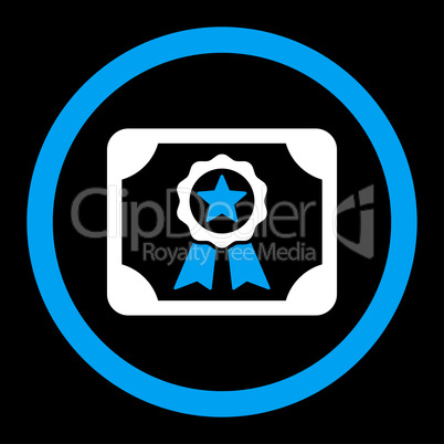 Certificate flat blue and white colors rounded glyph icon