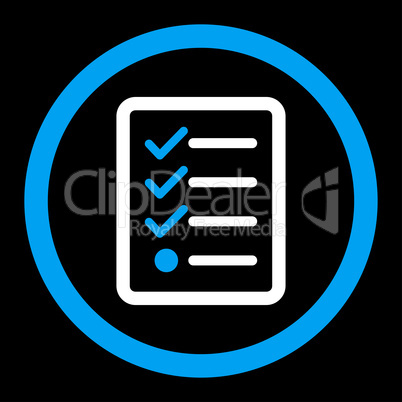 Checklist flat blue and white colors rounded glyph icon