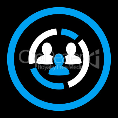 Demography diagram flat blue and white colors rounded glyph icon