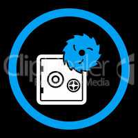 Hacking theft flat blue and white colors rounded glyph icon
