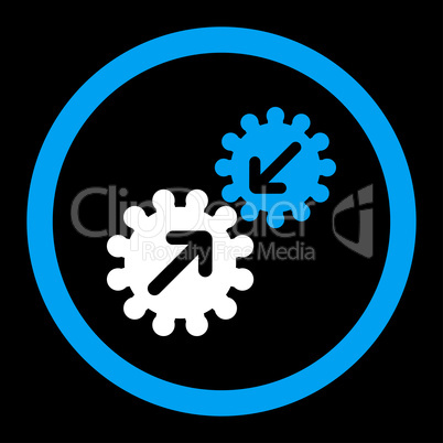 Integration flat blue and white colors rounded glyph icon