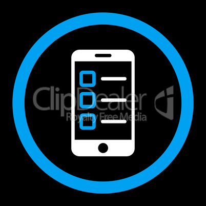 Mobile test flat blue and white colors rounded glyph icon