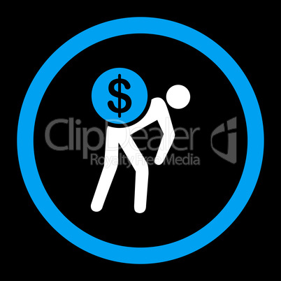 Money courier flat blue and white colors rounded glyph icon