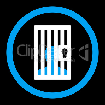 Prison flat blue and white colors rounded glyph icon