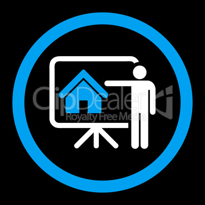 Realtor flat blue and white colors rounded glyph icon