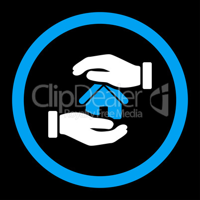 Realty insurance flat blue and white colors rounded glyph icon