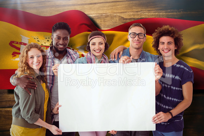 Composite image of fashion students smiling at camera together